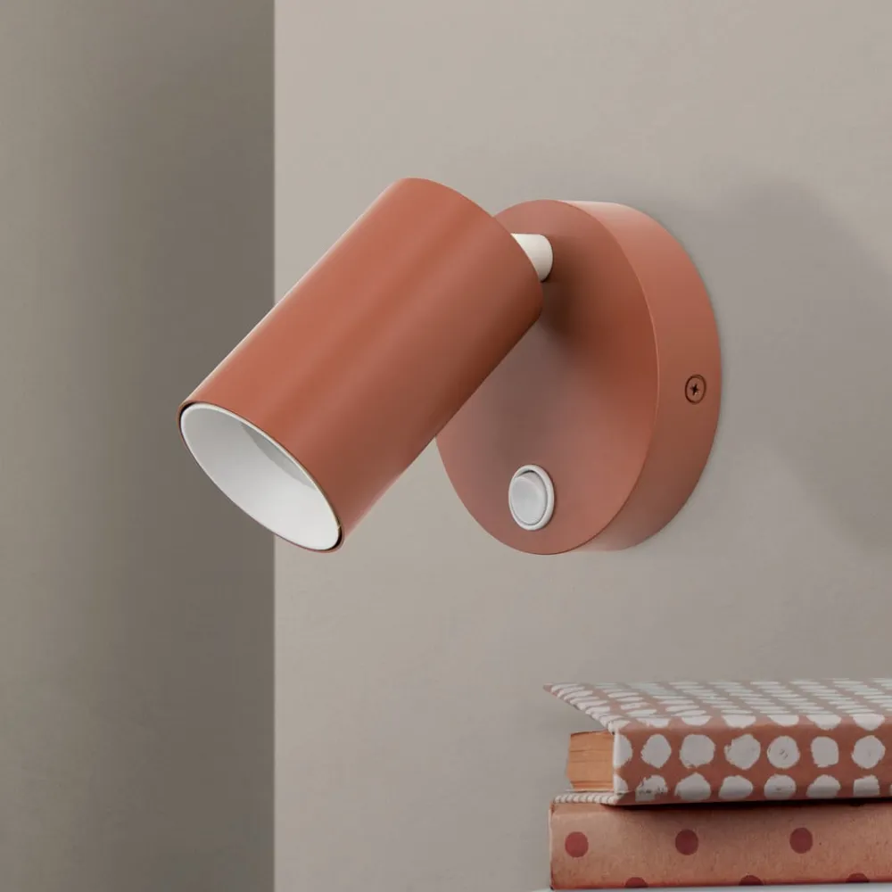 ORION Væglamper>Penn vægspot, koralrød, Ø 10,5 cm, stål/aluminium