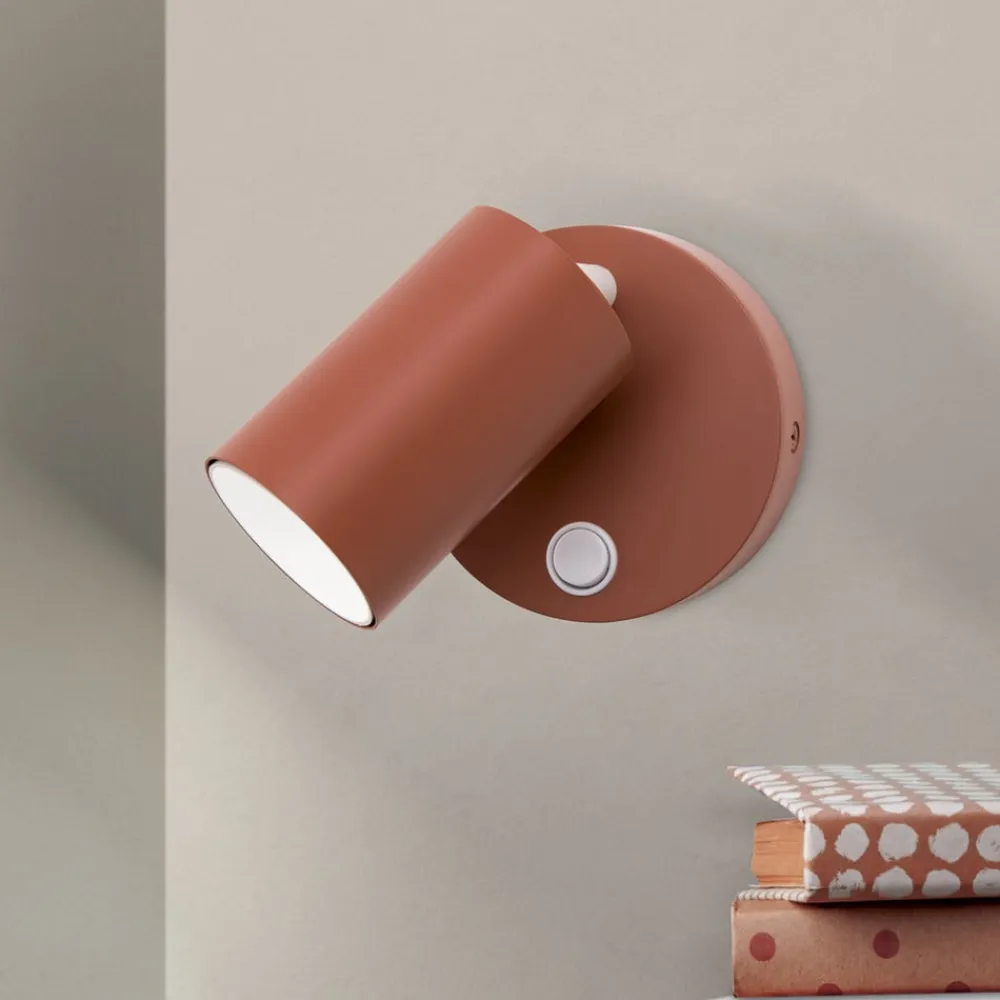 ORION Væglamper>Penn vægspot, koralrød, Ø 10,5 cm, stål/aluminium