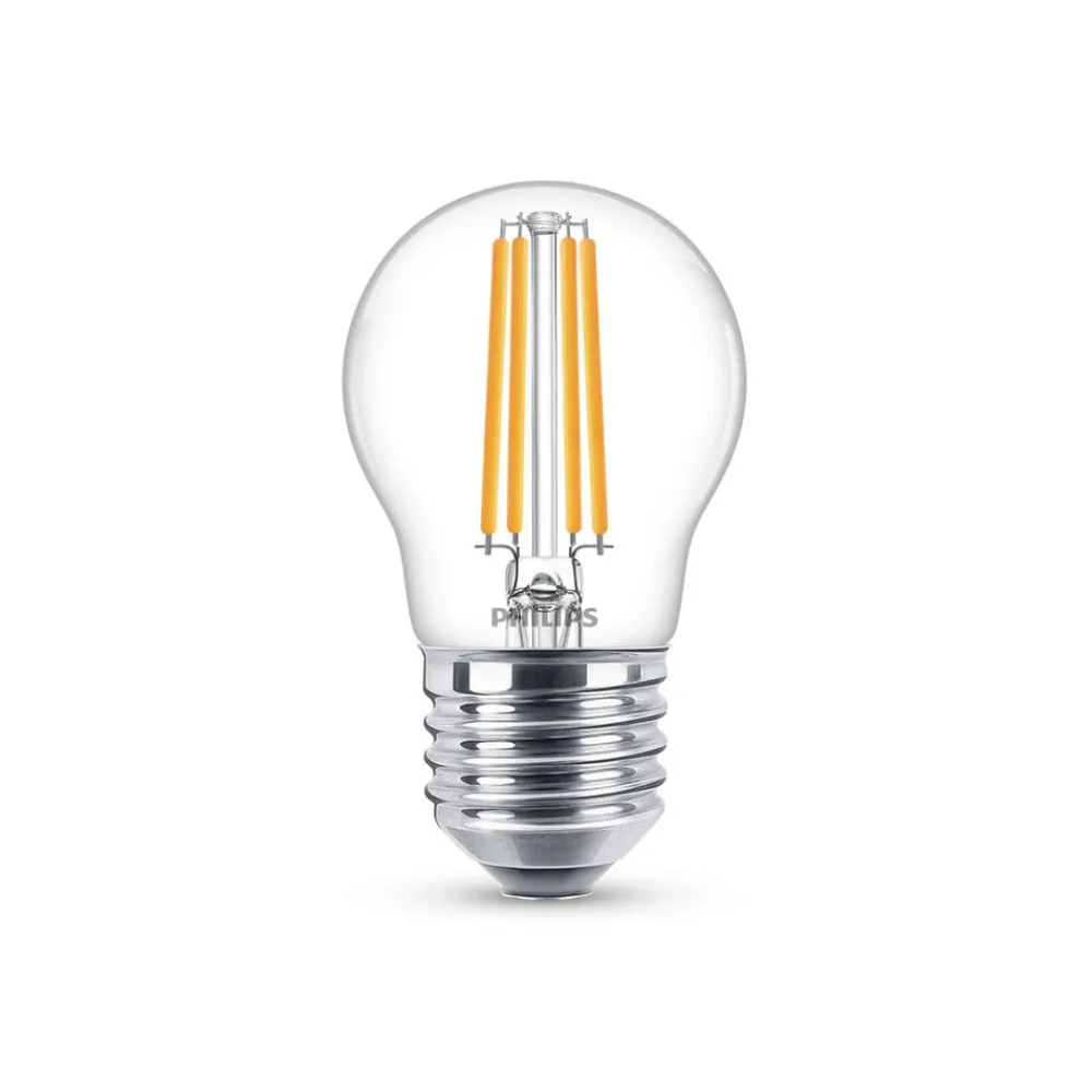 Classic LED-pære E27 P45 6,5W 2.700K, klar^Philips Clearance