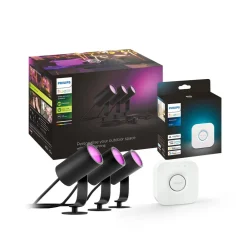 Philips Hue Terrassebelysning|Udendørs Spot>LED-spot Lily, sæt med 3, bridge, RGB, CCT, IP65