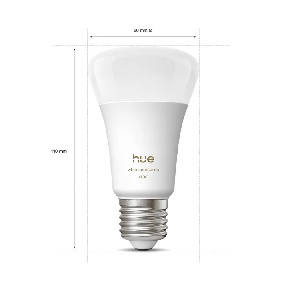 Philips Hue Dæmpbar Led-Pære|Smarte Lyskilder>White Ambiance Smart E27 LED, 8,1 W 1100 lm CCT