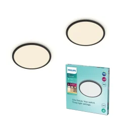 LED SuperSlim 2-pak sort IP44 Ø 30 cm 2.700 K^Philips Outlet