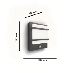 Philips LED udendørs væglampe Petronia UE, sensor