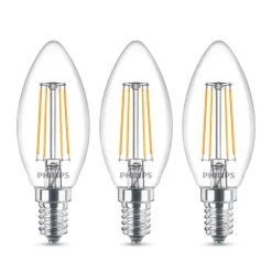 Philips LED-kertepære E14 B35 4,3W klar 3 stk.
