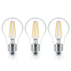 Philips LED-pære Classic E27 A60 7W 827 klar 3stk.