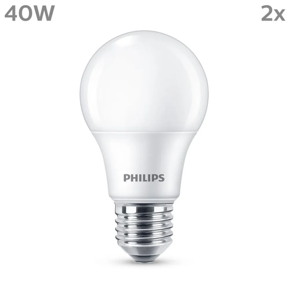 LED-pære E27 4,9 W 470lm 2.700 K mat 2 stk^Philips Sale