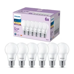 LED-pære E27 8 W 806lm 2.700 K mat 6 stk^Philips Discount