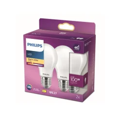 LED-pære E27 10,5W 2.700 K opal, 2 stk^Philips Clearance