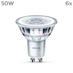 Philips LED-pære GU10 4,6W 390lm 840 klar 36° 6stk
