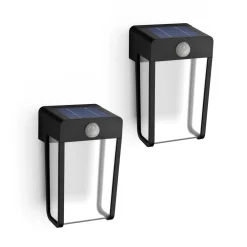 Philips LED-solcellelampe Shroud, sort/klar, 2-pak