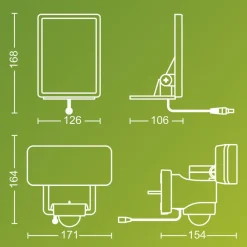 LED-udendørs spotlampe Tylus, sort 3.000K sensor^Philips Discount