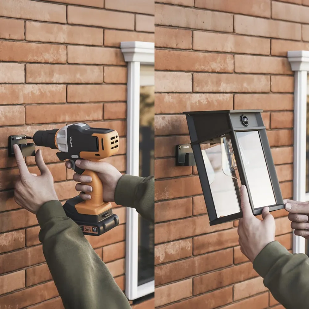 Philips Solcelle Lampe Med Sensor>LED-udendørs væglampe Geri UE Sensor, kantet, IP44