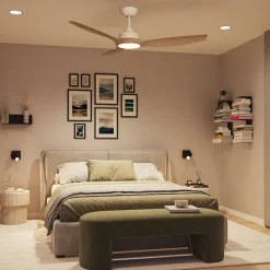 Philips LED-ventilator Olas, Ø 132 cm, brun/hvid, støjsvag