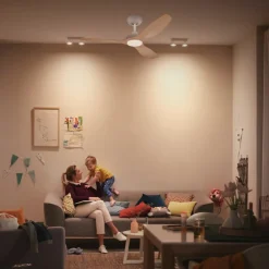 Philips LED-ventilator Olas, Ø 132 cm, brun/hvid, støjsvag