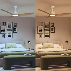 Philips LED-ventilator Olas, Ø 132 cm, brun/hvid, støjsvag