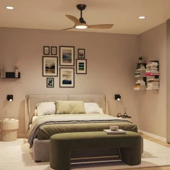 Philips Loftventilatorer>LED-ventilator Olas, Ø 106 cm, brun/sort, støjsvag