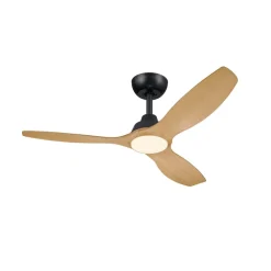 LED-ventilator Olas, Ø 132 cm, brun/sort, støjsvag^Philips