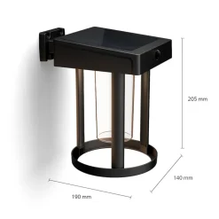 solcelle-væglampe Camill, sort/klar, Ø 14 cm^Philips Outlet
