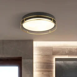 Phoenix loftslampe, Ø 30 cm, sort/messing, IP44^Searchlight Online