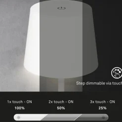 Briloner Piha LED-bordlampe med genopladeligt batteri, hvid