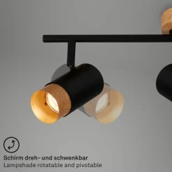 Briloner Plek loftspot GU10 sort/træ, 3 lyskilder