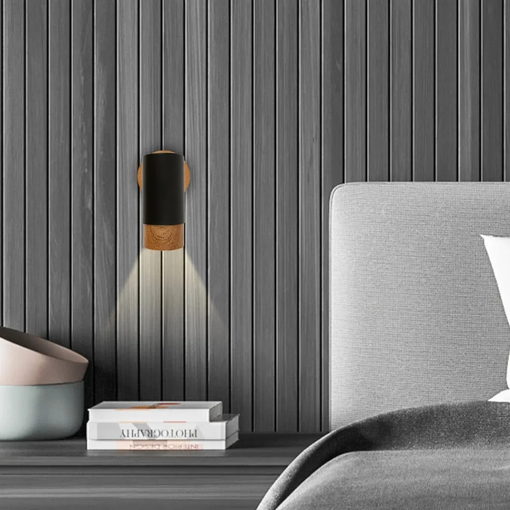 Briloner Væglamper|Væglamper>Plek vægspot GU10 sort/træ, 1 lyskilde