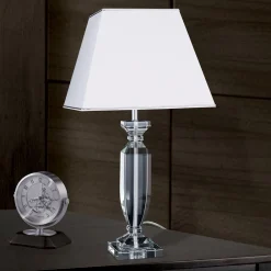 ORION Pokal bordlampe med krystal, krom/hvid