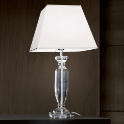 ORION Pokal bordlampe med krystal, krom/hvid