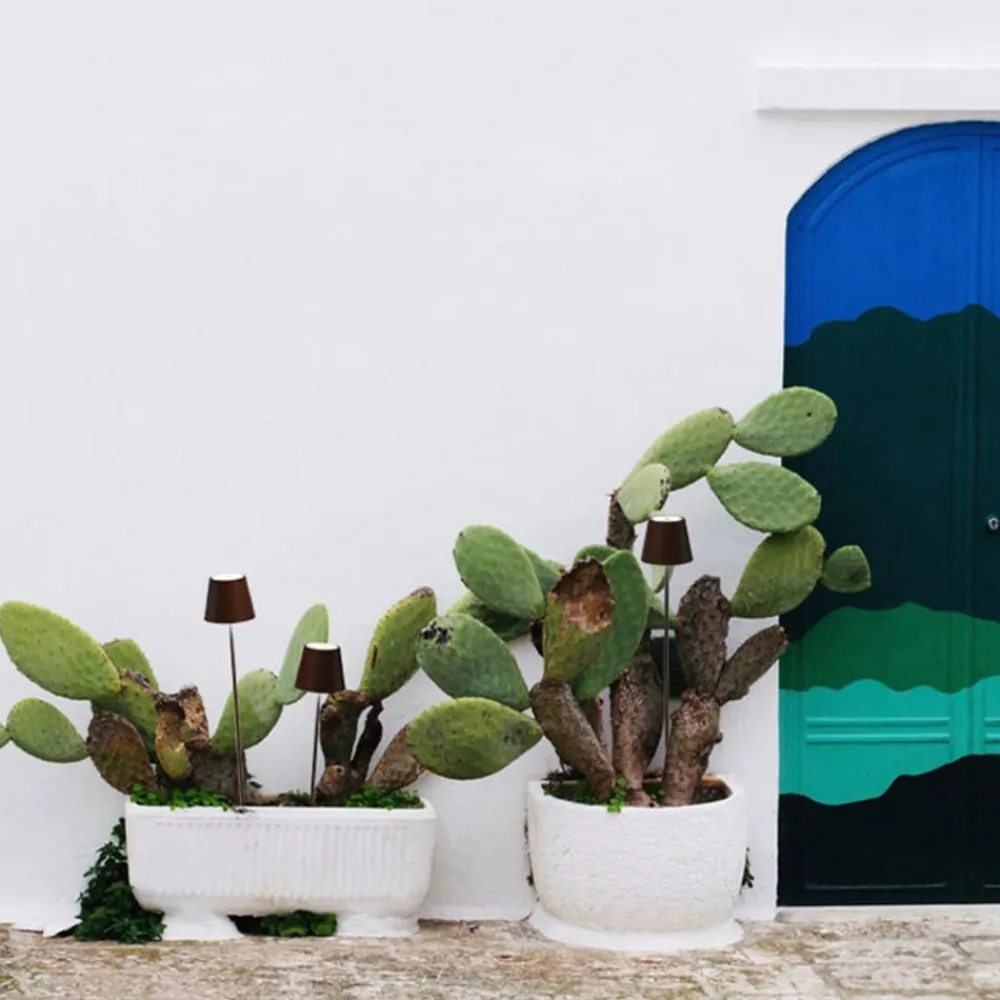 Zafferano Udendørs Spot>Poldina LED-lampe med jordspyd, batteri, corten