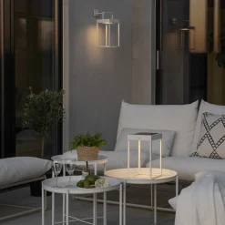 Konstsmide Portofino LED-solcellelygte, væg/bord, hvid