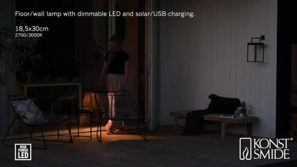 Portofino LED-solcellelygte, væg/bord, sort^Konstsmide New
