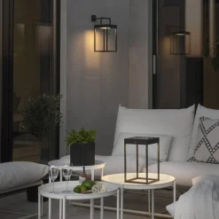 Portofino LED-solcellelygte, væg/bord, sort^Konstsmide New