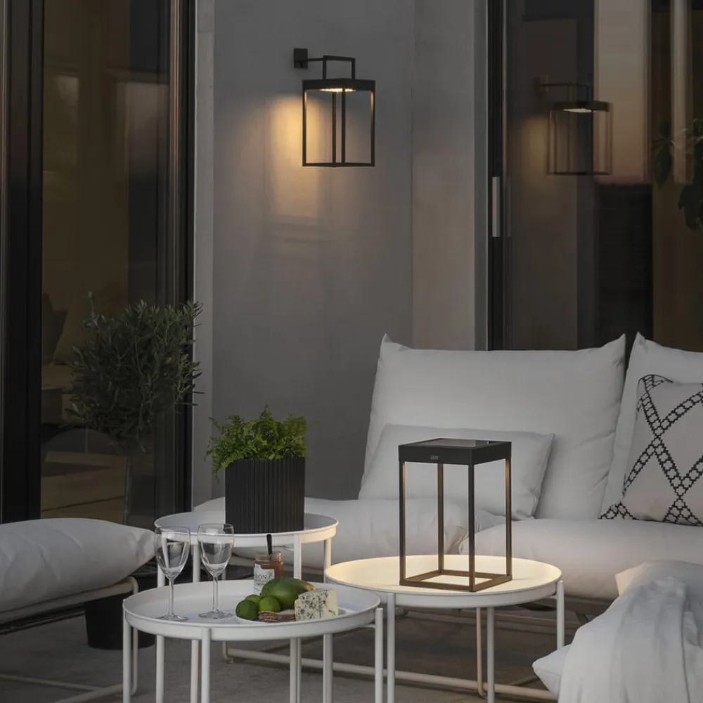 Portofino LED-solcellelygte, væg/bord, sort^Konstsmide New