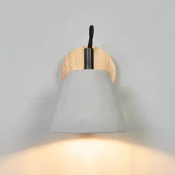 Possio - Væglampe med betonskærm og træ^Lucide Sale