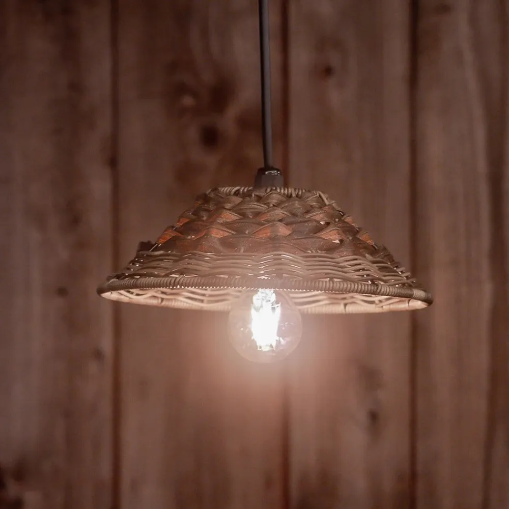 PR Home udendørs hængelampe LISEN, brun, stik, Ø 27 cm