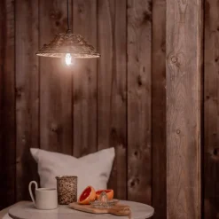 PR Home udendørs hængelampe LISEN, brun, stik, Ø 27 cm