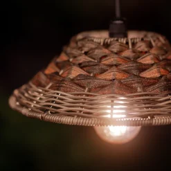 PR Home udendørs hængelampe LISEN, brun, stik, Ø 27 cm