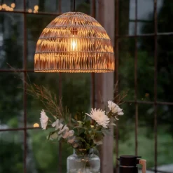 PR Home udendørs hængelampe Lace naturfiber, stikledning, Ø46cm