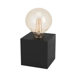 Prestwick 2 bordlampe med træterning, sort^EGLO Discount