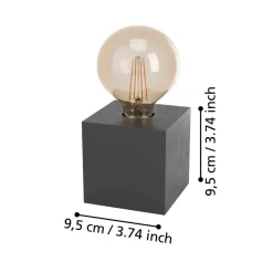 Prestwick 2 bordlampe med træterning, sort^EGLO Discount