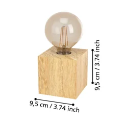 Prestwick 2 bordlampe med træterning, natur^EGLO Sale