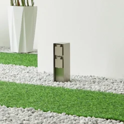 PRIOS Foranda energisøjle, 2 stikkontakter i stål