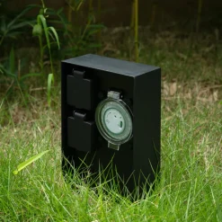 PRIOS Stikkontaktsøjler>Foranda kraftsøjle, 2 timer sort 23 cm