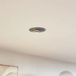 forsænket loftlampe Fibur, børstet sølv, Ø 8,2 cm^PRIOS Discount