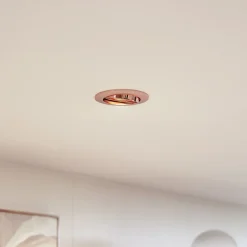 PRIOS Gang|Loftlamper>forsænket loftlampe Fibur, kobber, aluminium, Ø 8,2 cm