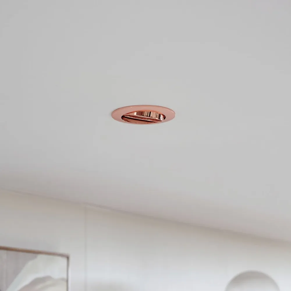 PRIOS Gang|Loftlamper>forsænket loftlampe Fibur, kobber, aluminium, Ø 8,2 cm