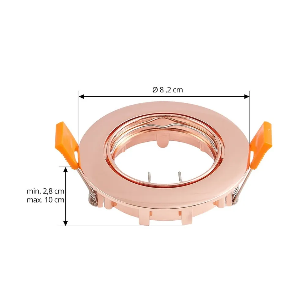 PRIOS Gang|Loftlamper>forsænket loftlampe Fibur, kobber, aluminium, Ø 8,2 cm