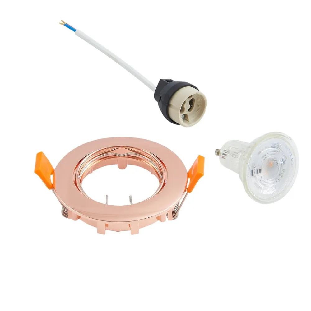 PRIOS Gang|Loftlamper>forsænket loftlampe Fibur, kobber, aluminium, Ø 8,2 cm