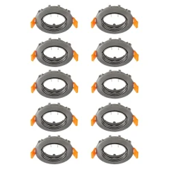 PRIOS forsænket loftlampe Fibur, mørkegrå, Ø8cm, sæt med 10 stk