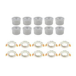 PRIOS indbygget loftspot Fibur med LED-modul, beige, sæt med 10 stk